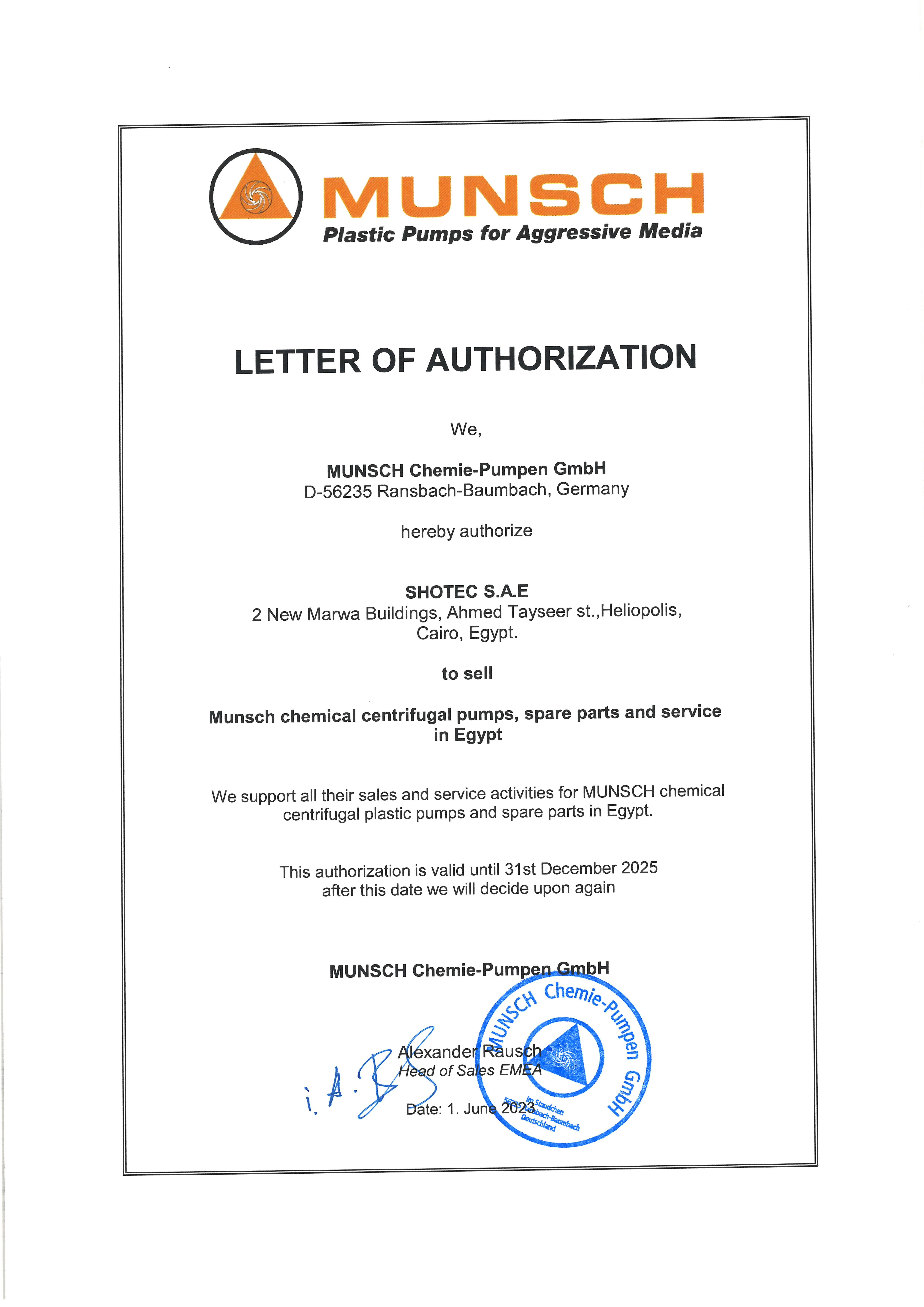 MUNSCH Authorized Service Partner